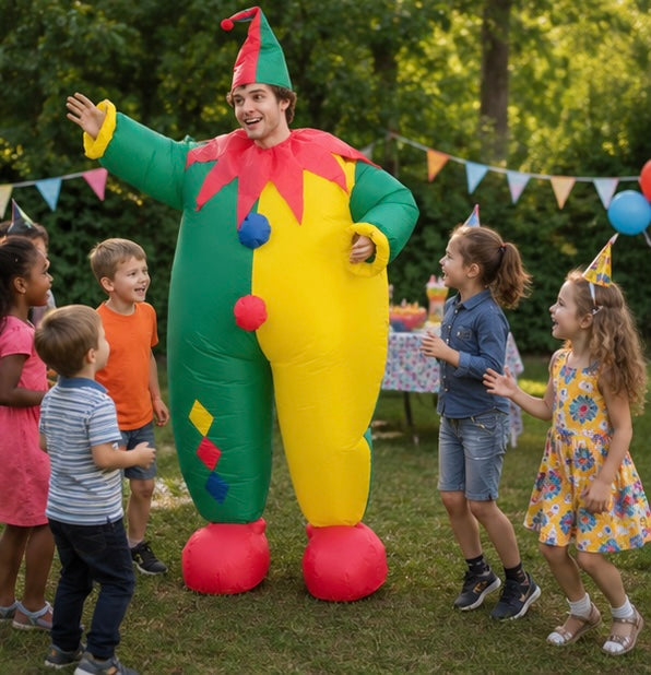 Opblaasbaar Clownskostuum met Luchtpomp Feestoutfit Entertainment Volwassenen Carnaval Party Verkleedkleding | Sulvida
