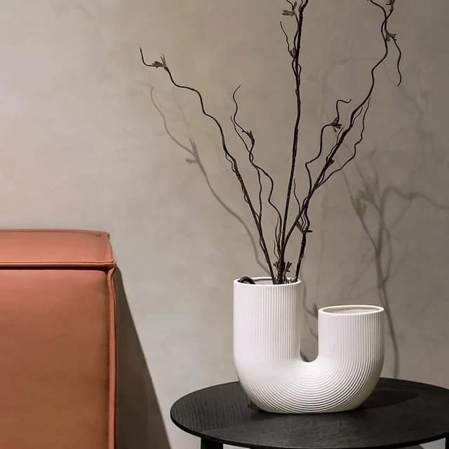 U-vormige minimalistische vaas keramiek scandinavisch design woonkamer kantoor tafelstuk moderne decoratie | Sulvida