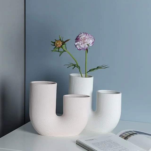 U-vormige minimalistische vaas keramiek scandinavisch design woonkamer kantoor tafelstuk moderne decoratie | Sulvida