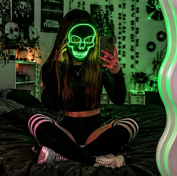 Verlicht Schedel Masker LED Volgelaat Halloween Cosplay Carnaval Feestartikelen Theater Mysterieus Griezel | Sulvida