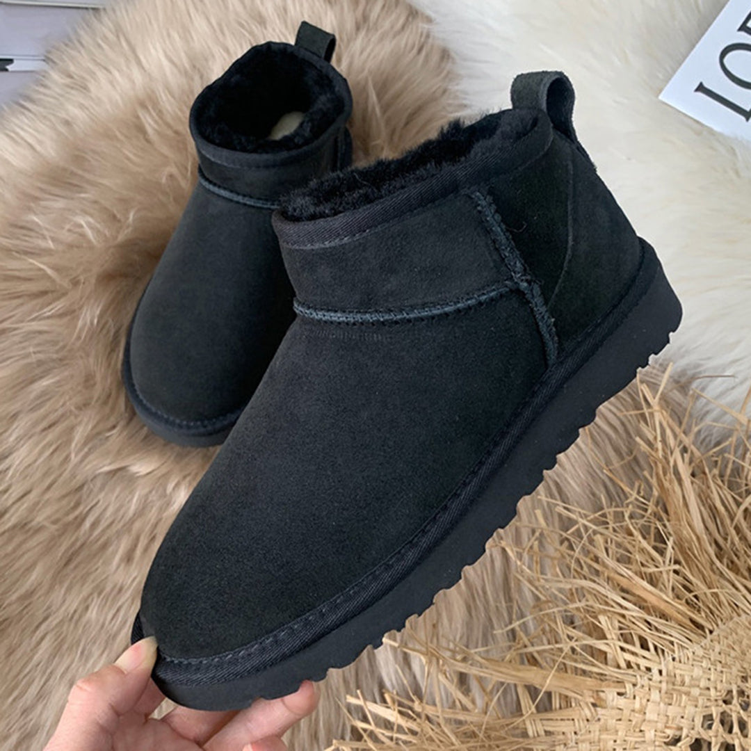 Bottes d’hiver pour femme en daim, doublées de laine de mouton, chaudes, imperméables et confortables, bottines noires, marron et grises | Sulvida