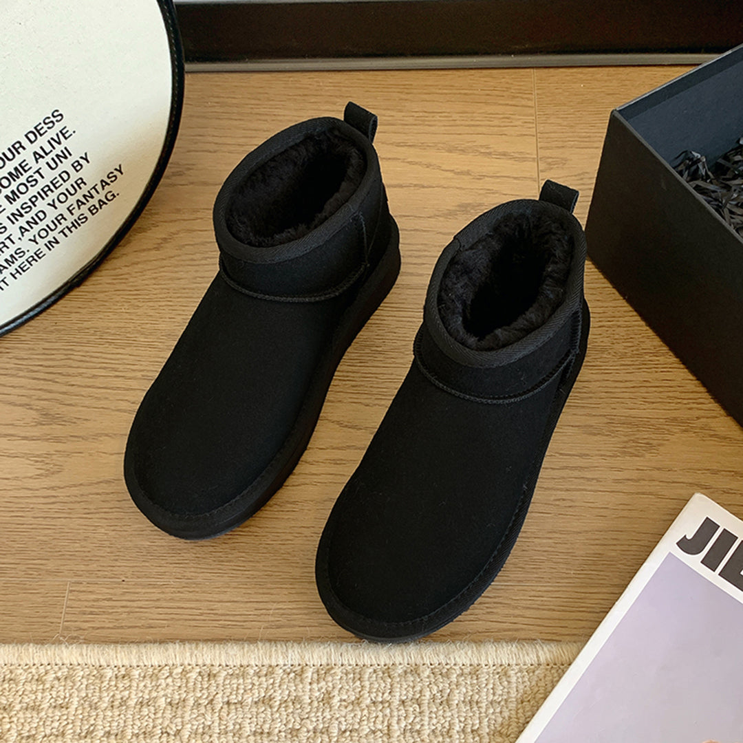 Bottes d’hiver pour femme en daim, doublées de laine de mouton, chaudes, imperméables et confortables, bottines noires, marron et grises | Sulvida