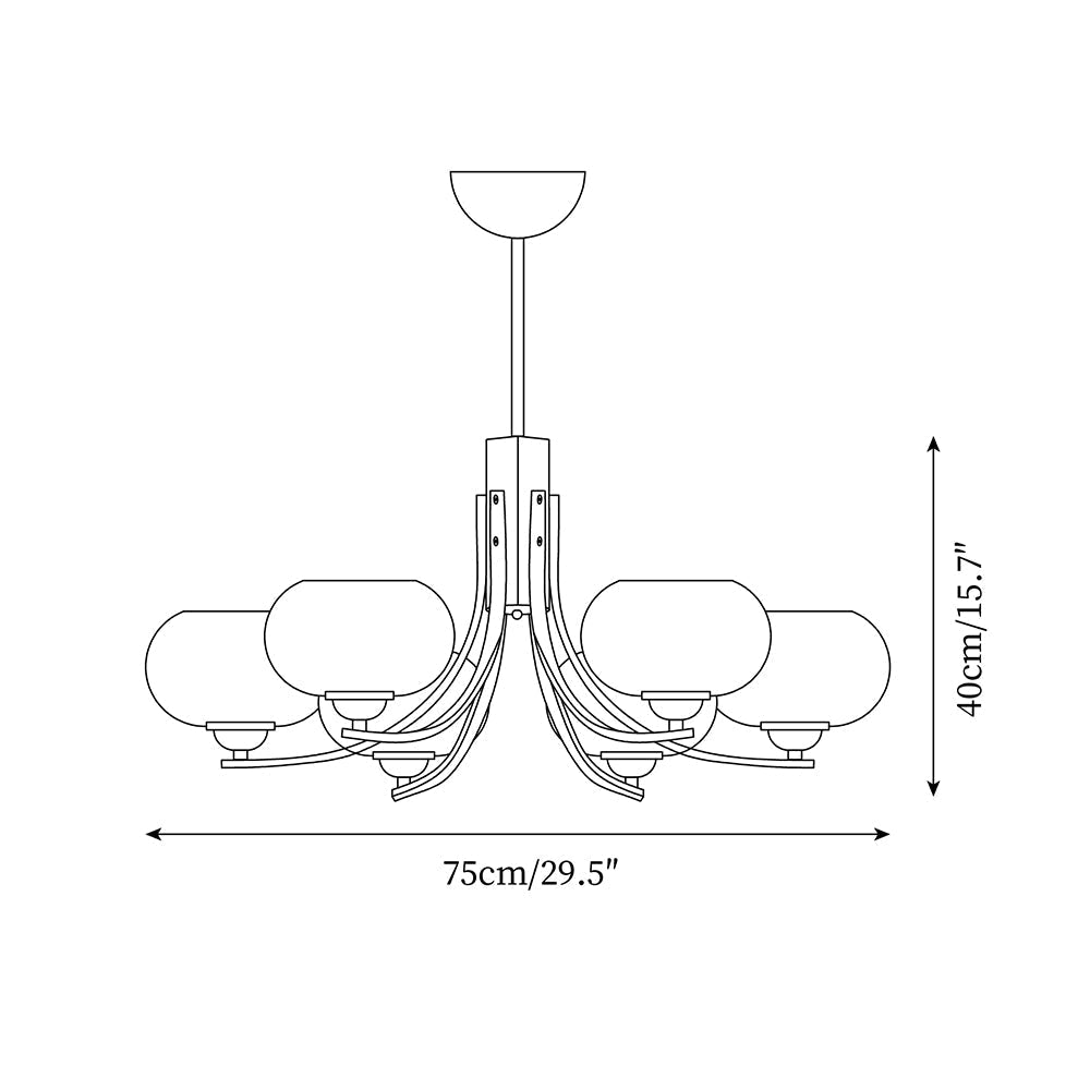 Glazen Bolkroonluchter met 6 Lichtpunten Ambertint Hanglamp Woonkamer Eetkamer Modern Koperen Armatuur | Sulvida