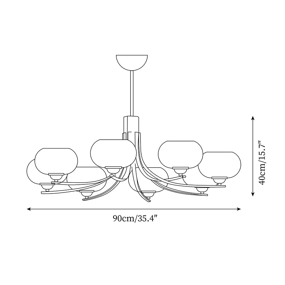 Glazen Bolkroonluchter met 6 Lichtpunten Ambertint Hanglamp Woonkamer Eetkamer Modern Koperen Armatuur | Sulvida