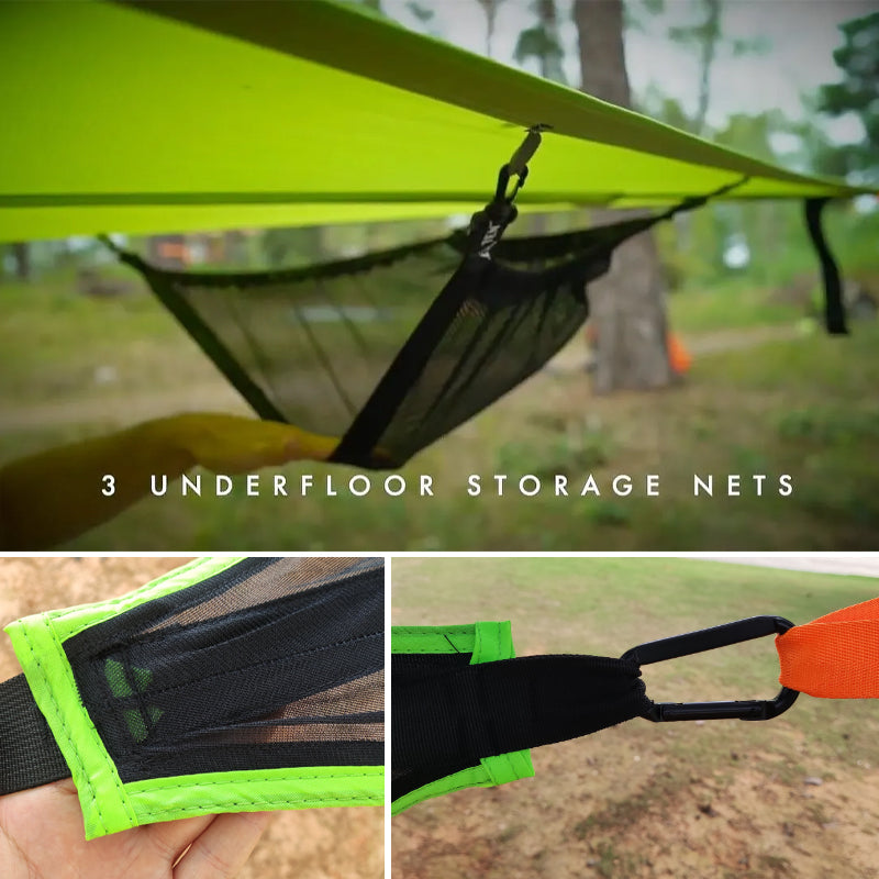Driepersoons Hangmat met Drie-Punts Ankerophangsysteem voor Camping & Tuin | Natuurlijke Nylon Outdoor | Sulvida