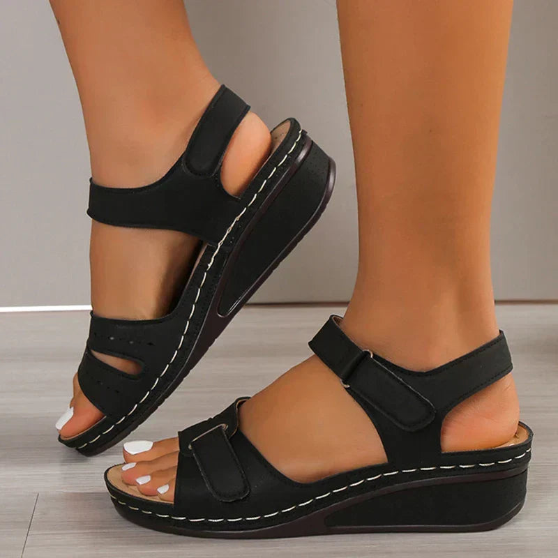 Damessandalen Gepolsterd Verstelbaar Veganleer Riempjes Zomersandalen Comfortabel Beige Zwart Geel Rood | Sulvida