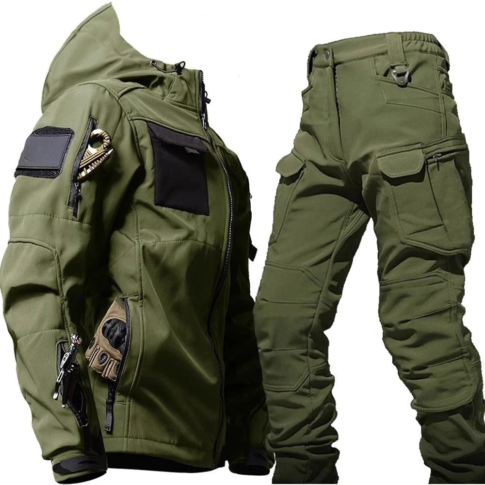Waterdichte Outdoor Herenset Jack Cargobroek Capuchon Cargo Zakken Wandeloutfit Winddicht Ademend Trekking | Sulvida