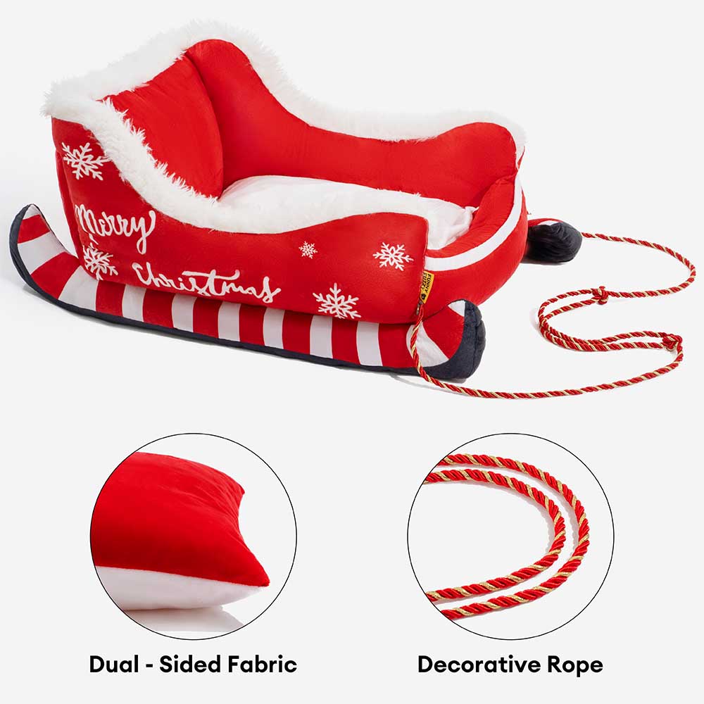 Hondenbed Slee Vorm Pluche Hondenmand Kerstthema Ligplaats Knuffelig Antislip Huisdier Dekbed Velours | Sulvida