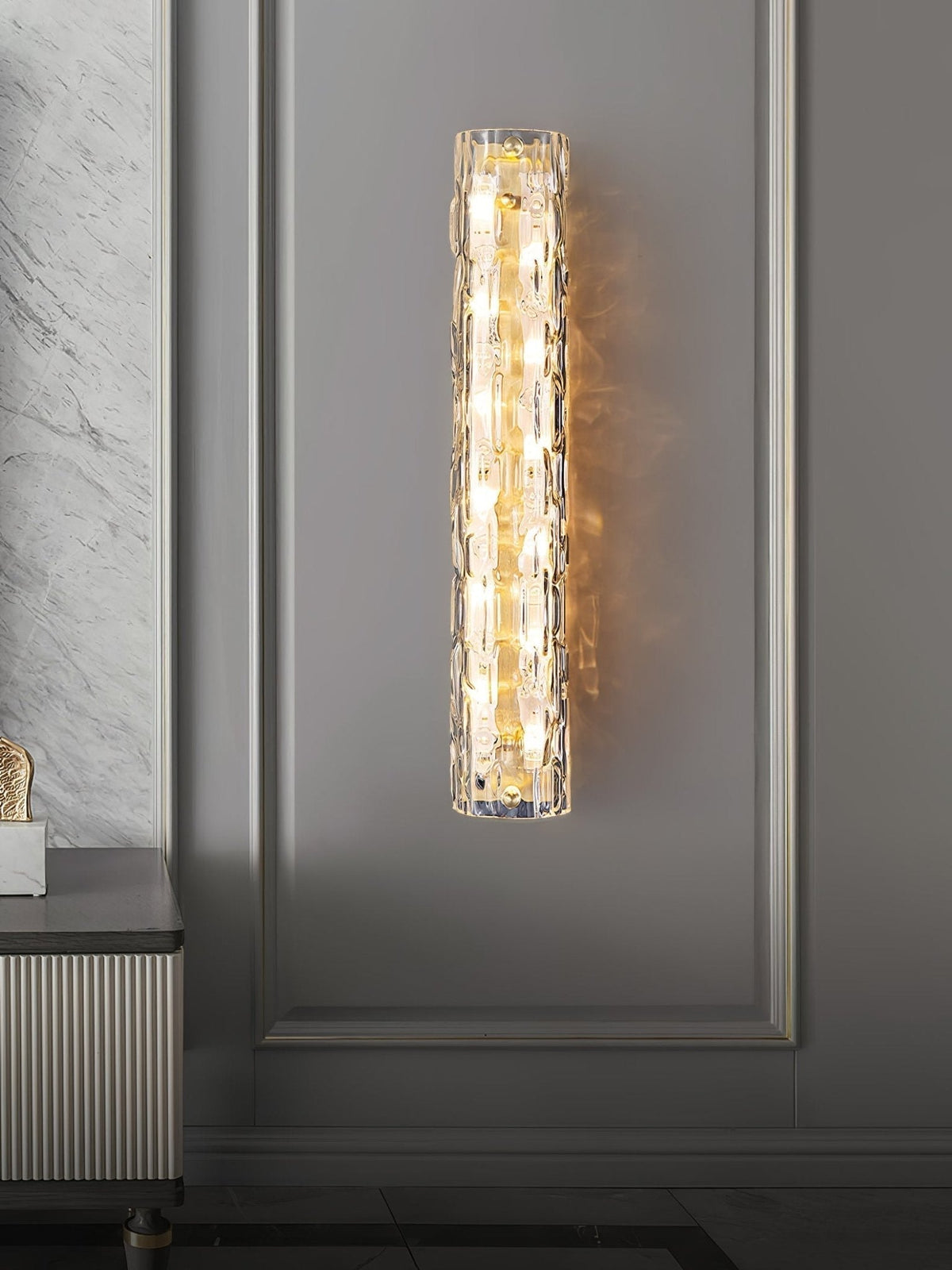 Wandlamp Gouden Messing met Glazen Kap 45-60cm Warm Wit LED Verlichting voor Woonkamer Slaapkamer Hal | Sulvida