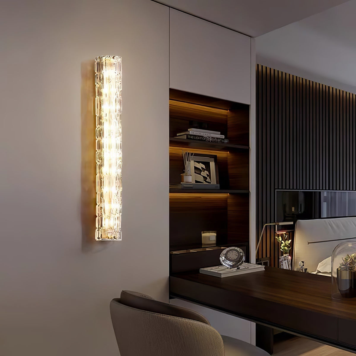 Wandlamp Gouden Messing met Glazen Kap 45-60cm Warm Wit LED Verlichting voor Woonkamer Slaapkamer Hal | Sulvida