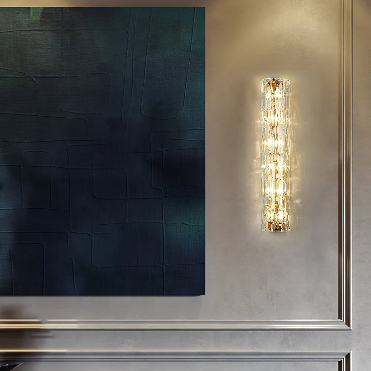 Wandlamp Gouden Messing met Glazen Kap 45-60cm Warm Wit LED Verlichting voor Woonkamer Slaapkamer Hal | Sulvida