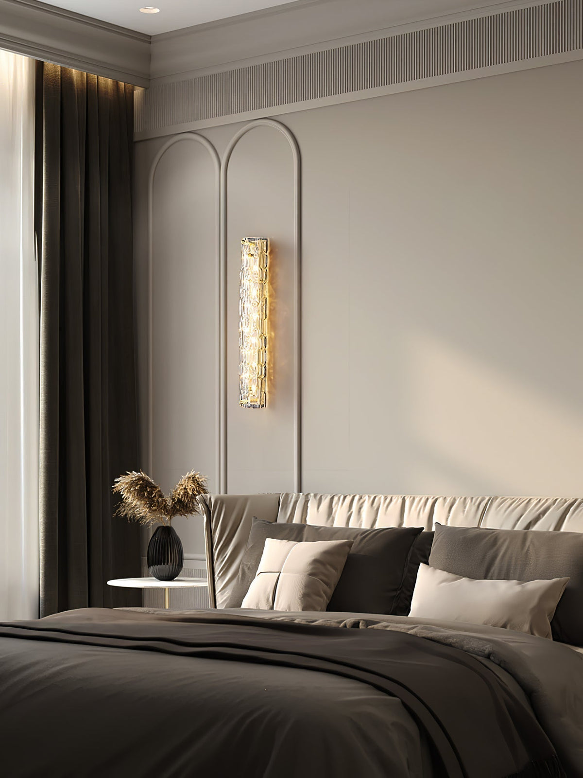 Wandlamp Gouden Messing met Glazen Kap 45-60cm Warm Wit LED Verlichting voor Woonkamer Slaapkamer Hal | Sulvida