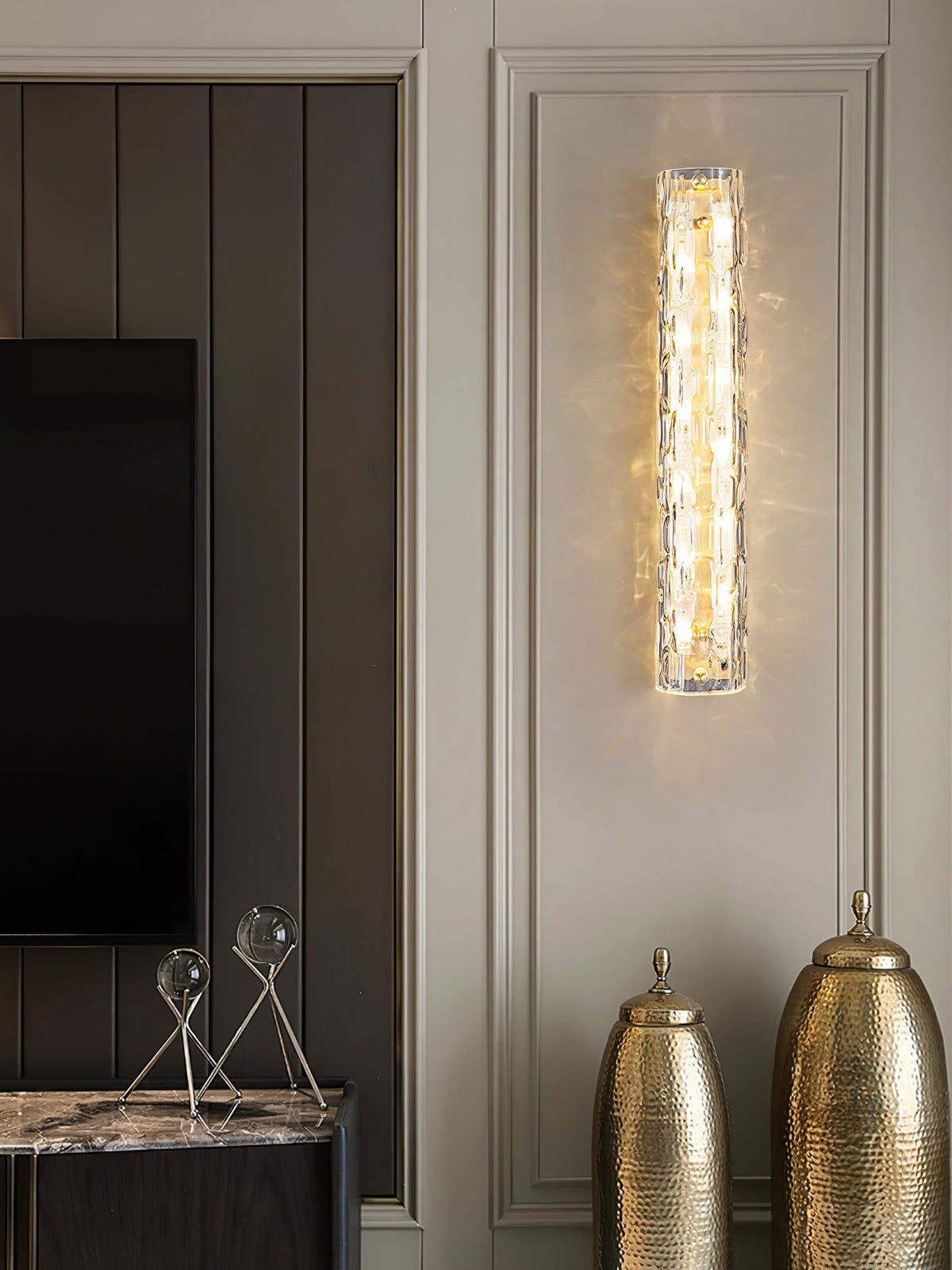 Wandlamp Gouden Messing met Glazen Kap 45-60cm Warm Wit LED Verlichting voor Woonkamer Slaapkamer Hal | Sulvida