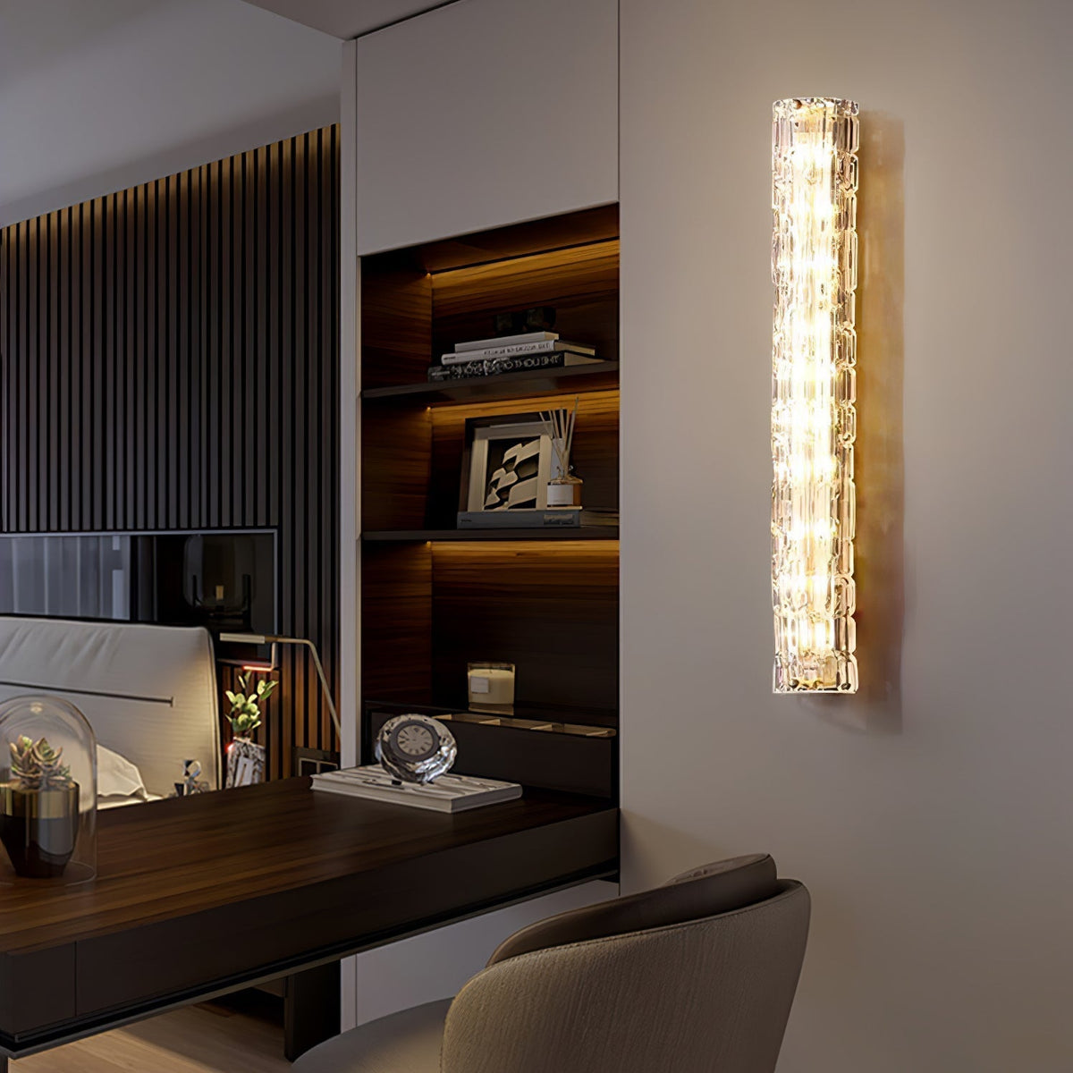Wandlamp Gouden Messing met Glazen Kap 45-60cm Warm Wit LED Verlichting voor Woonkamer Slaapkamer Hal | Sulvida