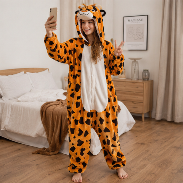 Kinderonesie Dierenpak Flanel Capybara Design met Capuchon Warm Loungen Verkleedkostuum Jongens Meisjes | Sulvida