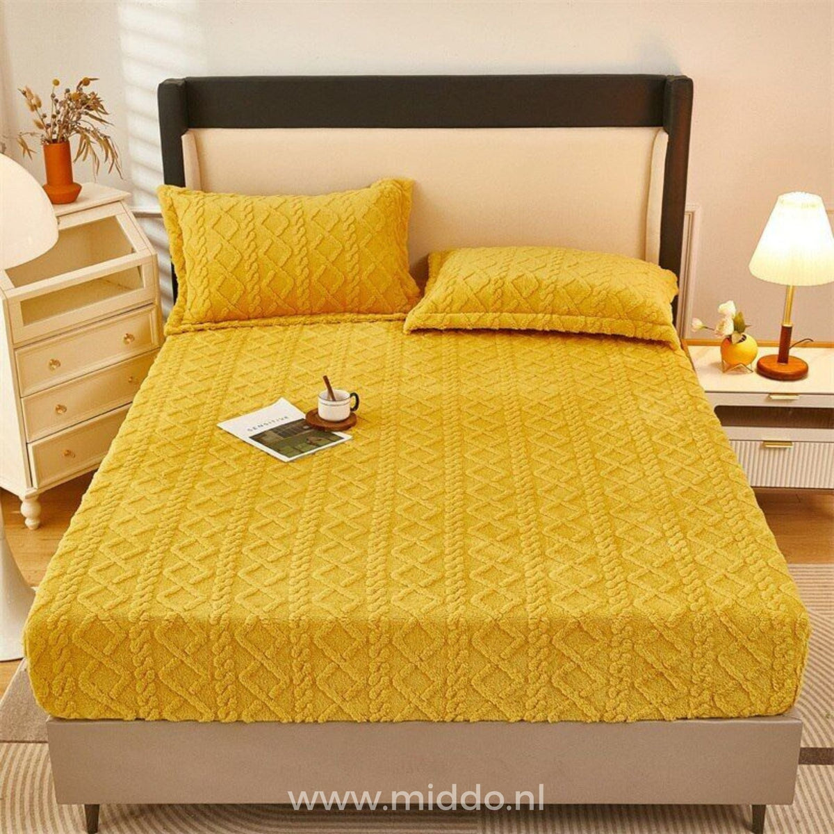 Fluwelen Fleece Hoeslaken met Kussenslopen Warm Zacht Beddengoed Luxe Winter Slaapcomfort Eenpersoons Tweepersoons | Sulvida