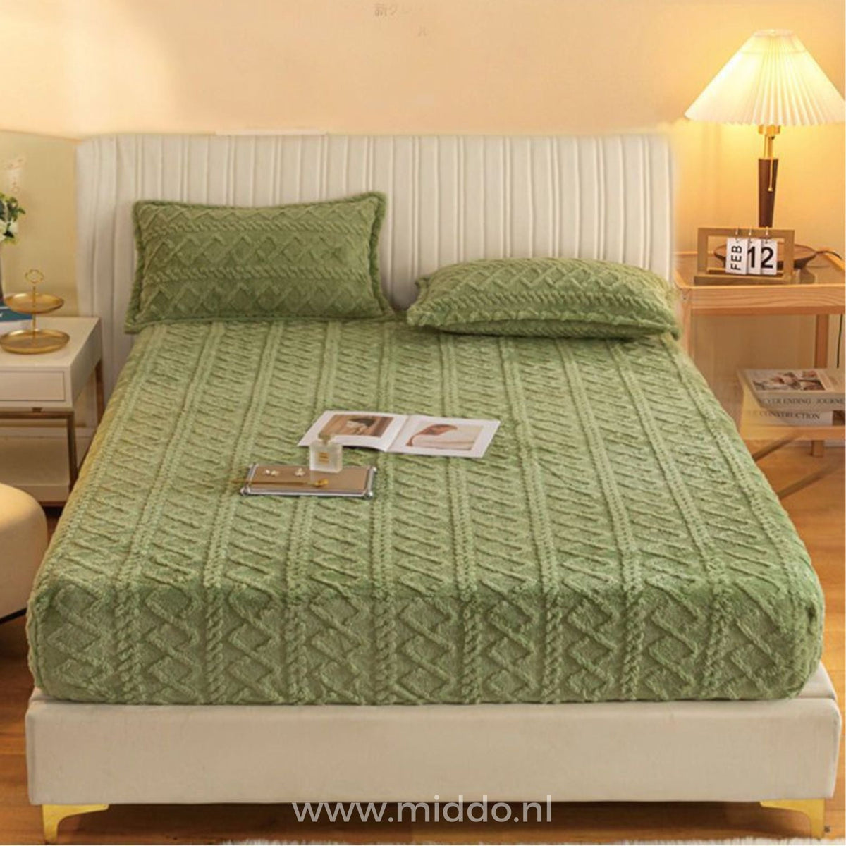Fluwelen Fleece Hoeslaken met Kussenslopen Warm Zacht Beddengoed Luxe Winter Slaapcomfort Eenpersoons Tweepersoons | Sulvida