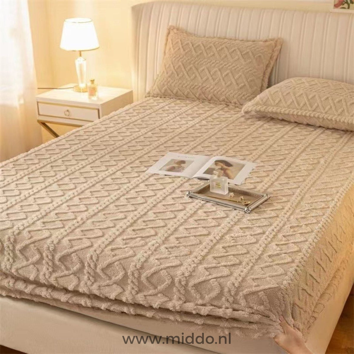 Fluwelen Fleece Hoeslaken met Kussenslopen Warm Zacht Beddengoed Luxe Winter Slaapcomfort Eenpersoons Tweepersoons | Sulvida