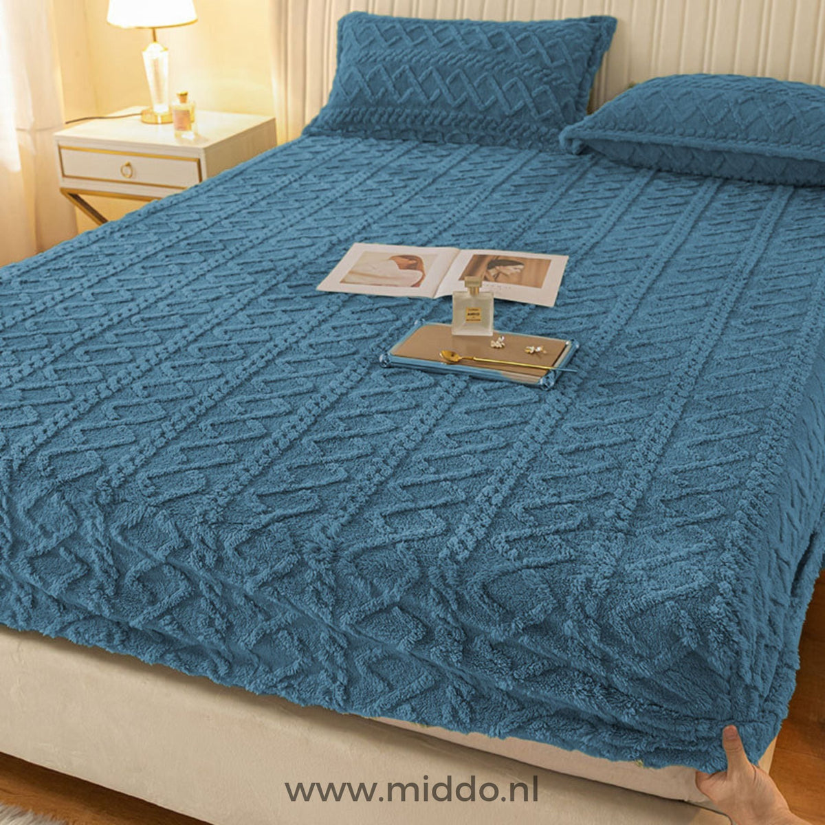Fluwelen Fleece Hoeslaken met Kussenslopen Warm Zacht Beddengoed Luxe Winter Slaapcomfort Eenpersoons Tweepersoons | Sulvida