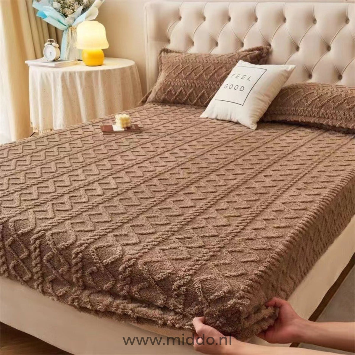Fluwelen Fleece Hoeslaken met Kussenslopen Warm Zacht Beddengoed Luxe Winter Slaapcomfort Eenpersoons Tweepersoons | Sulvida