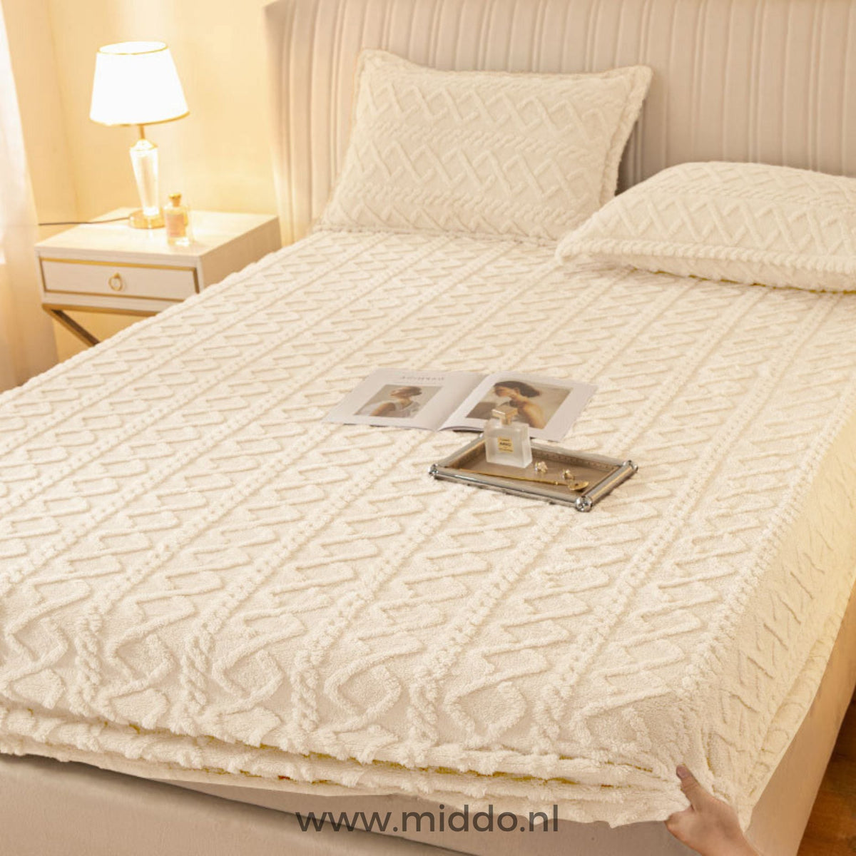 Fluwelen Fleece Hoeslaken met Kussenslopen Warm Zacht Beddengoed Luxe Winter Slaapcomfort Eenpersoons Tweepersoons | Sulvida