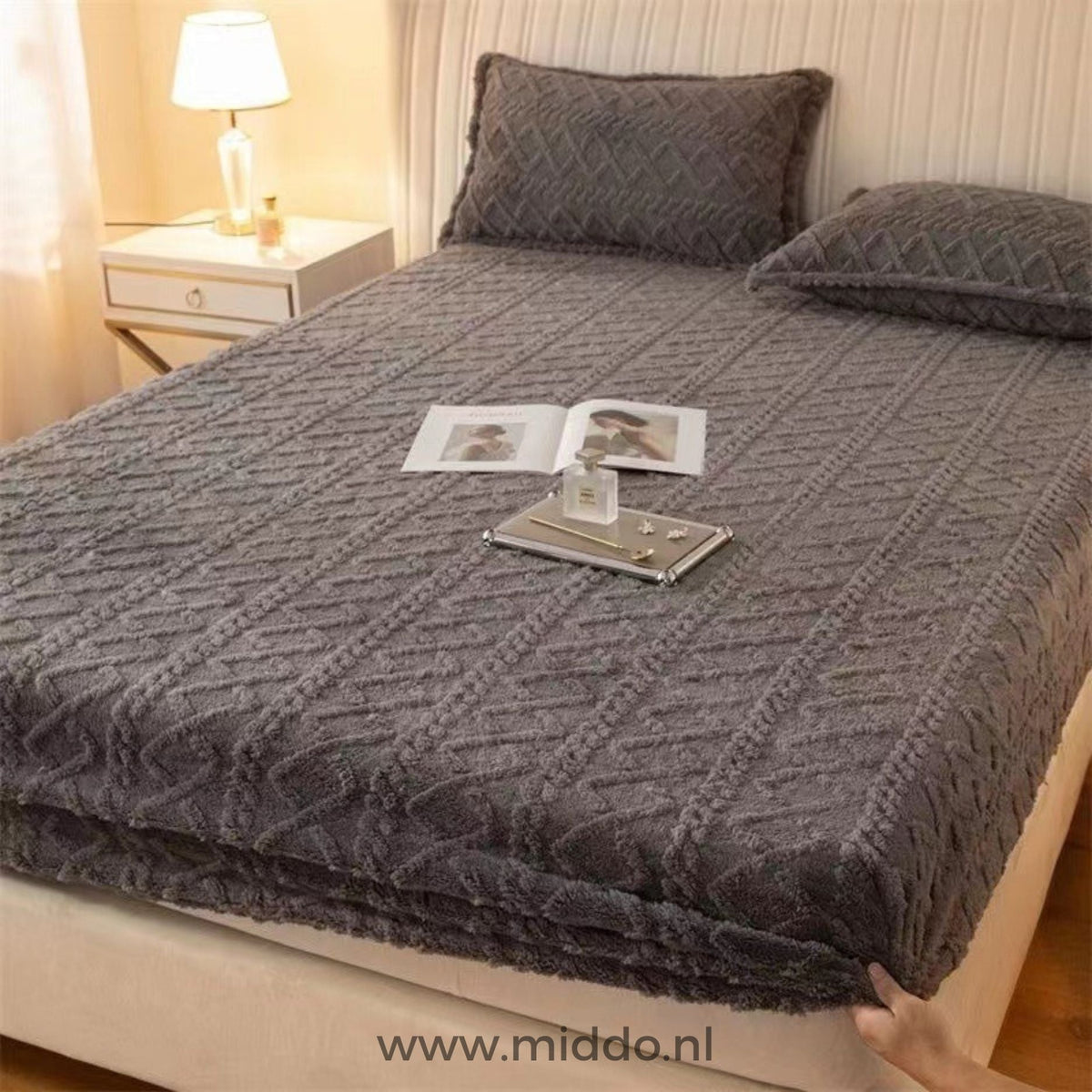 Fluwelen Fleece Hoeslaken met Kussenslopen Warm Zacht Beddengoed Luxe Winter Slaapcomfort Eenpersoons Tweepersoons | Sulvida