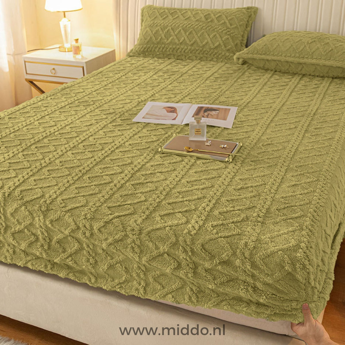 Fluwelen Fleece Hoeslaken met Kussenslopen Warm Zacht Beddengoed Luxe Winter Slaapcomfort Eenpersoons Tweepersoons | Sulvida