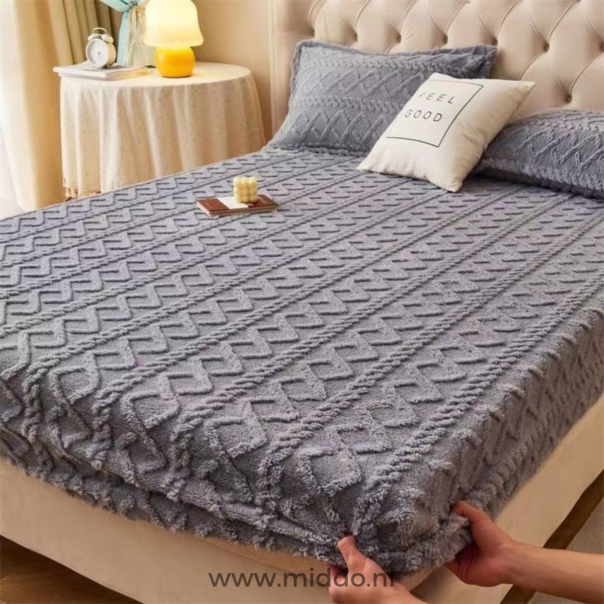 Fluwelen Fleece Hoeslaken met Kussenslopen Warm Zacht Beddengoed Luxe Winter Slaapcomfort Eenpersoons Tweepersoons | Sulvida