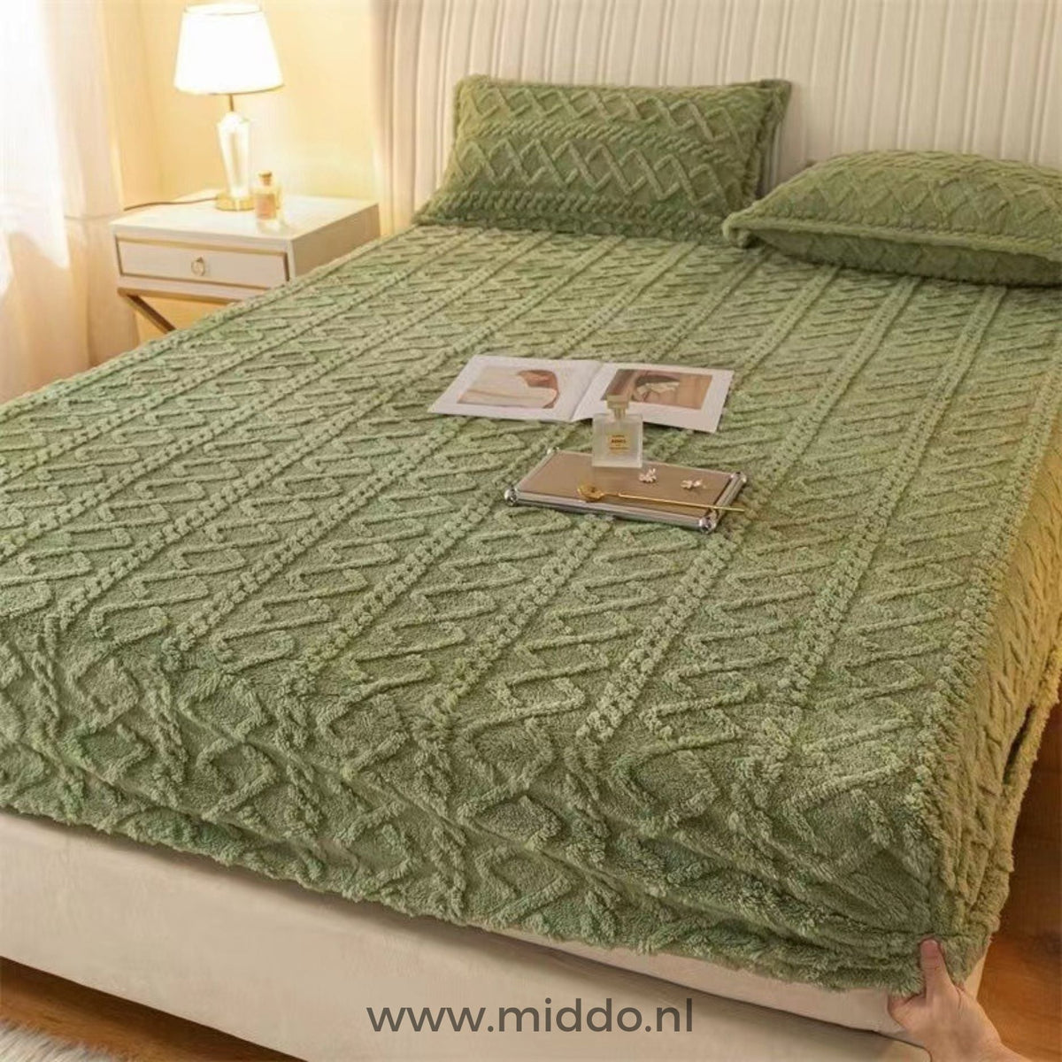 Fluwelen Fleece Hoeslaken met Kussenslopen Warm Zacht Beddengoed Luxe Winter Slaapcomfort Eenpersoons Tweepersoons | Sulvida