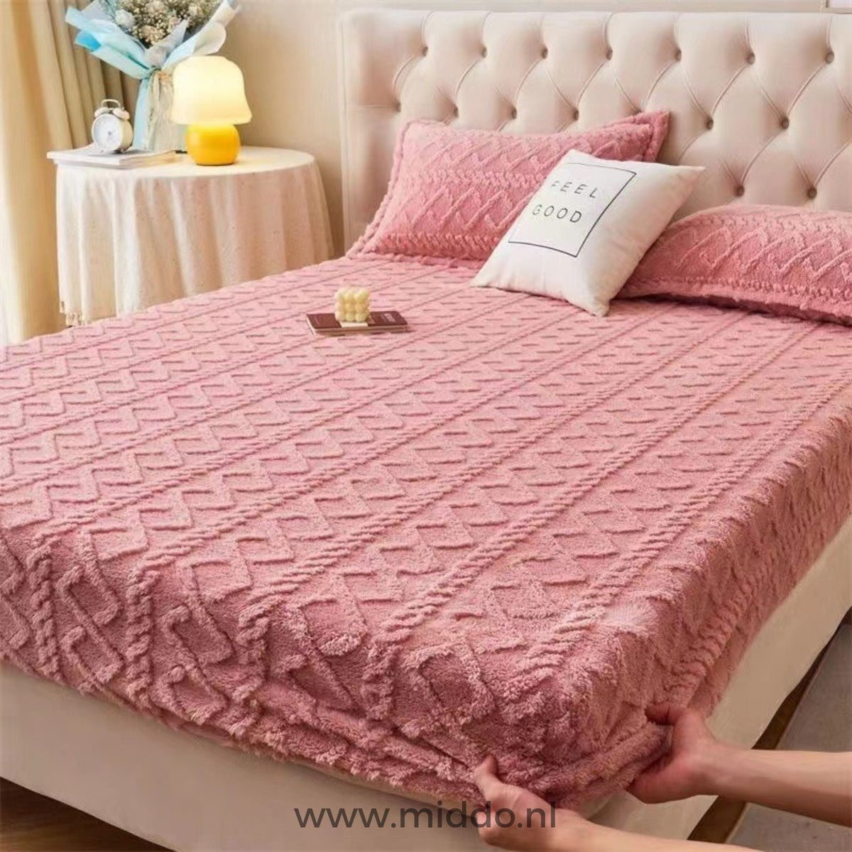 Fluwelen Fleece Hoeslaken met Kussenslopen Warm Zacht Beddengoed Luxe Winter Slaapcomfort Eenpersoons Tweepersoons | Sulvida