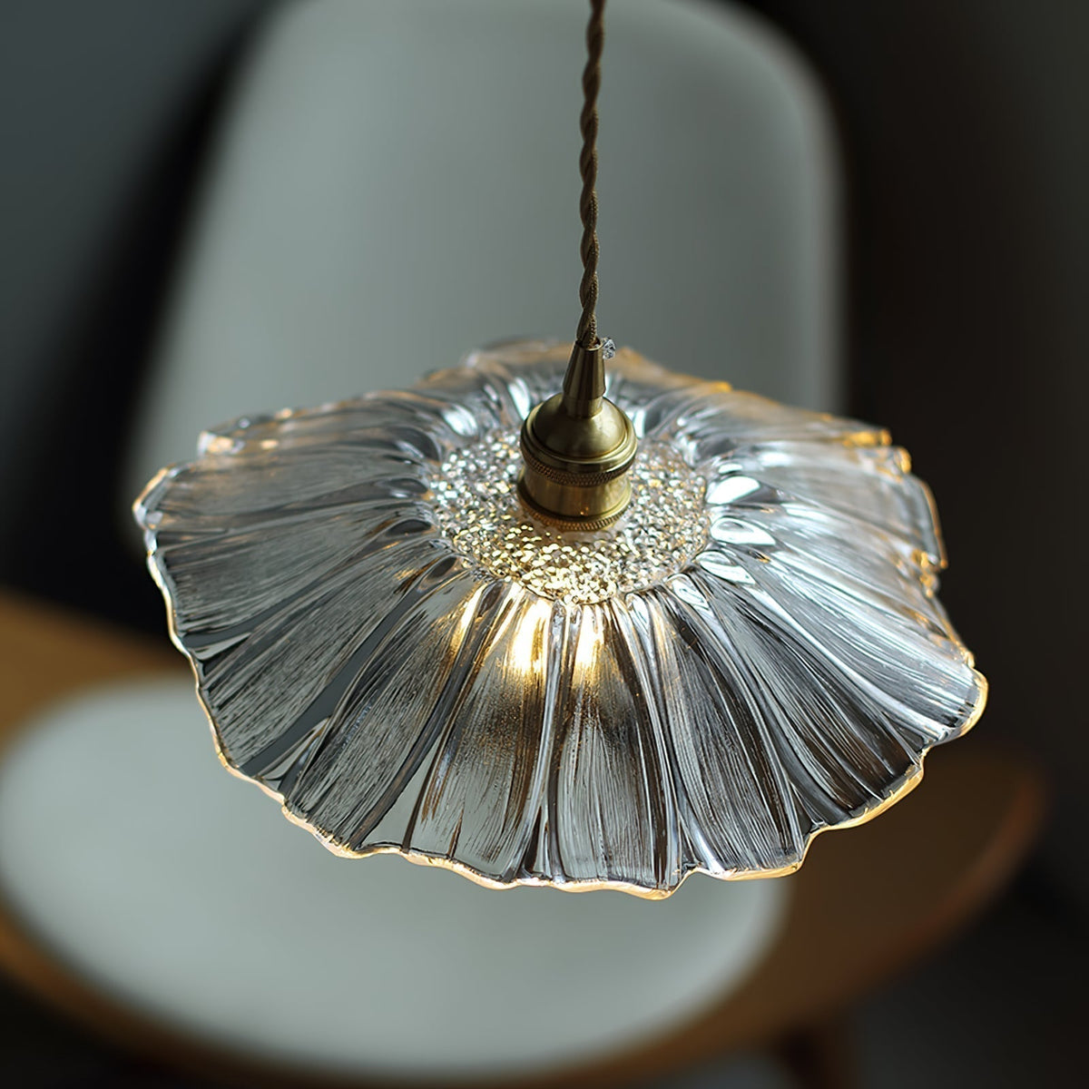 Glazen Hanglamp Bloem met Messing Details Plafondlamp Eetkamer Slaapkamer Woonkamer Retro Verlichting | Sulvida
