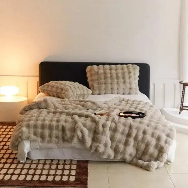 Zachte Fleece Deken 100x160 cm Khaki Warm Dubbelzijdig Pluche Plaid Winter Woondeken Slaapkamer Bank | Sulvida