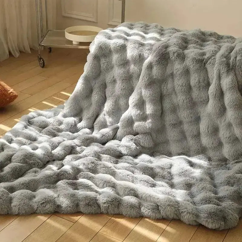 Zachte Fleece Deken 100x160 cm Khaki Warm Dubbelzijdig Pluche Plaid Winter Woondeken Slaapkamer Bank | Sulvida