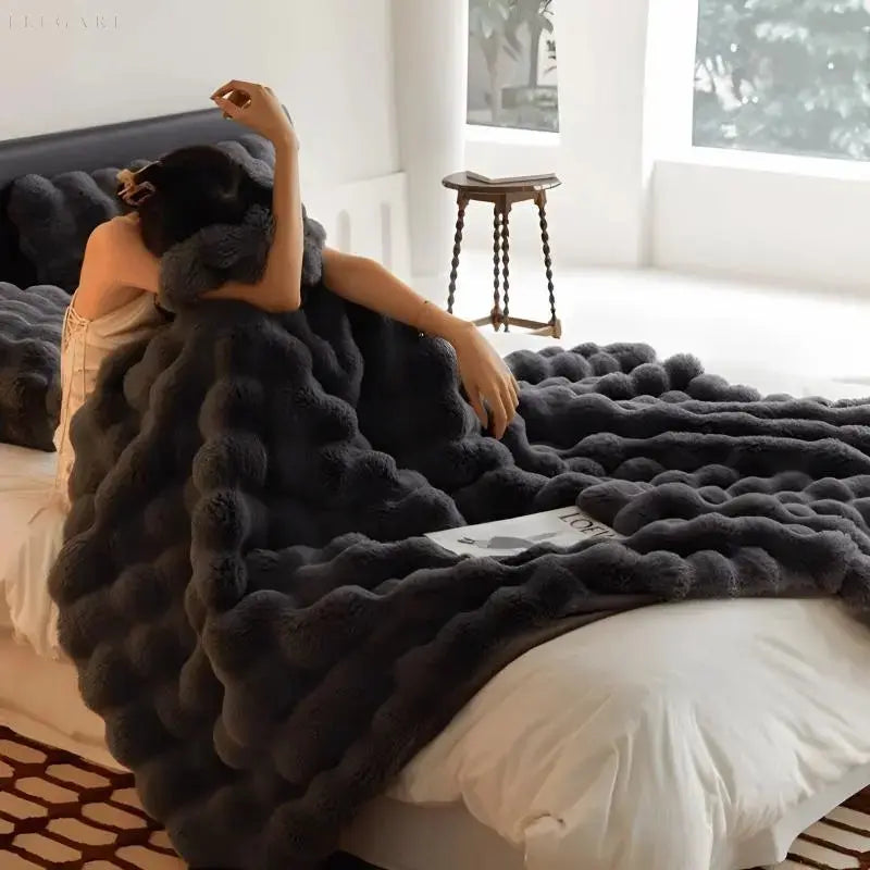 Zachte Fleece Deken 100x160 cm Khaki Warm Dubbelzijdig Pluche Plaid Winter Woondeken Slaapkamer Bank | Sulvida