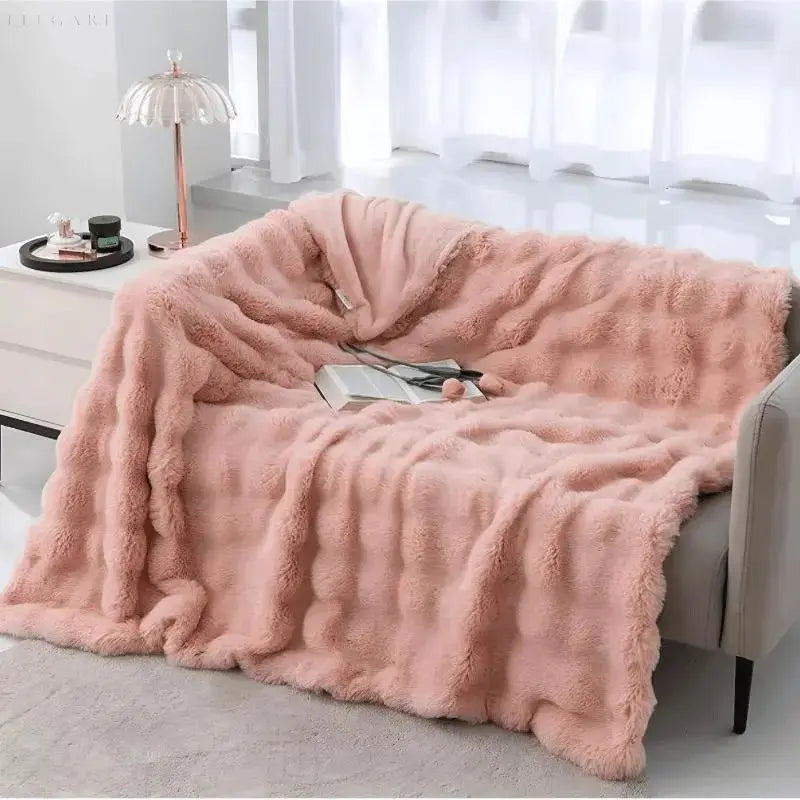 Zachte Fleece Deken 100x160 cm Khaki Warm Dubbelzijdig Pluche Plaid Winter Woondeken Slaapkamer Bank | Sulvida