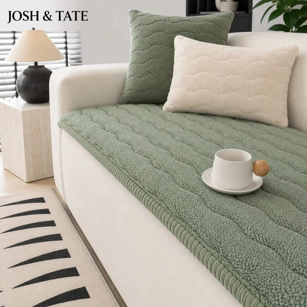 Pluche Sherpa Bankhoes 70x150 cm Antislip Beschermhoes Bank Sofa Donkergrijs Camel Hemelsblauw Groen | Sulvida
