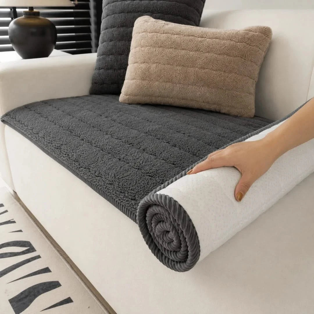 Pluche Sherpa Bankhoes 70x150 cm Antislip Beschermhoes Bank Sofa Donkergrijs Camel Hemelsblauw Groen | Sulvida