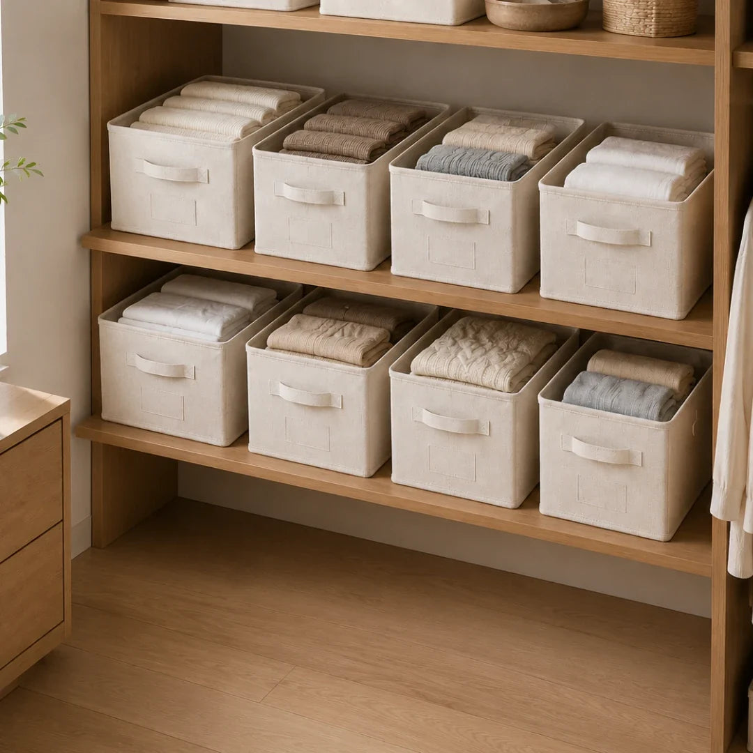 Opbergbox Linnen Ladenverdeler Medium Stapelbaar Organiseer Kleding Efficiënt Opruimen Slaapkamer Kast | Sulvida