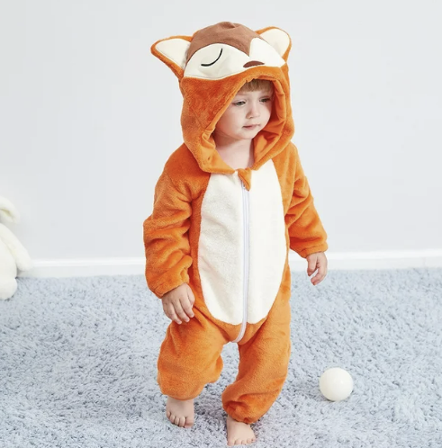 Baby Onesie met Dierencapuchon – Zachte Romper voor Kinderen – Katoen Polyester – Rits Eendelig Speelpak | Sulvida