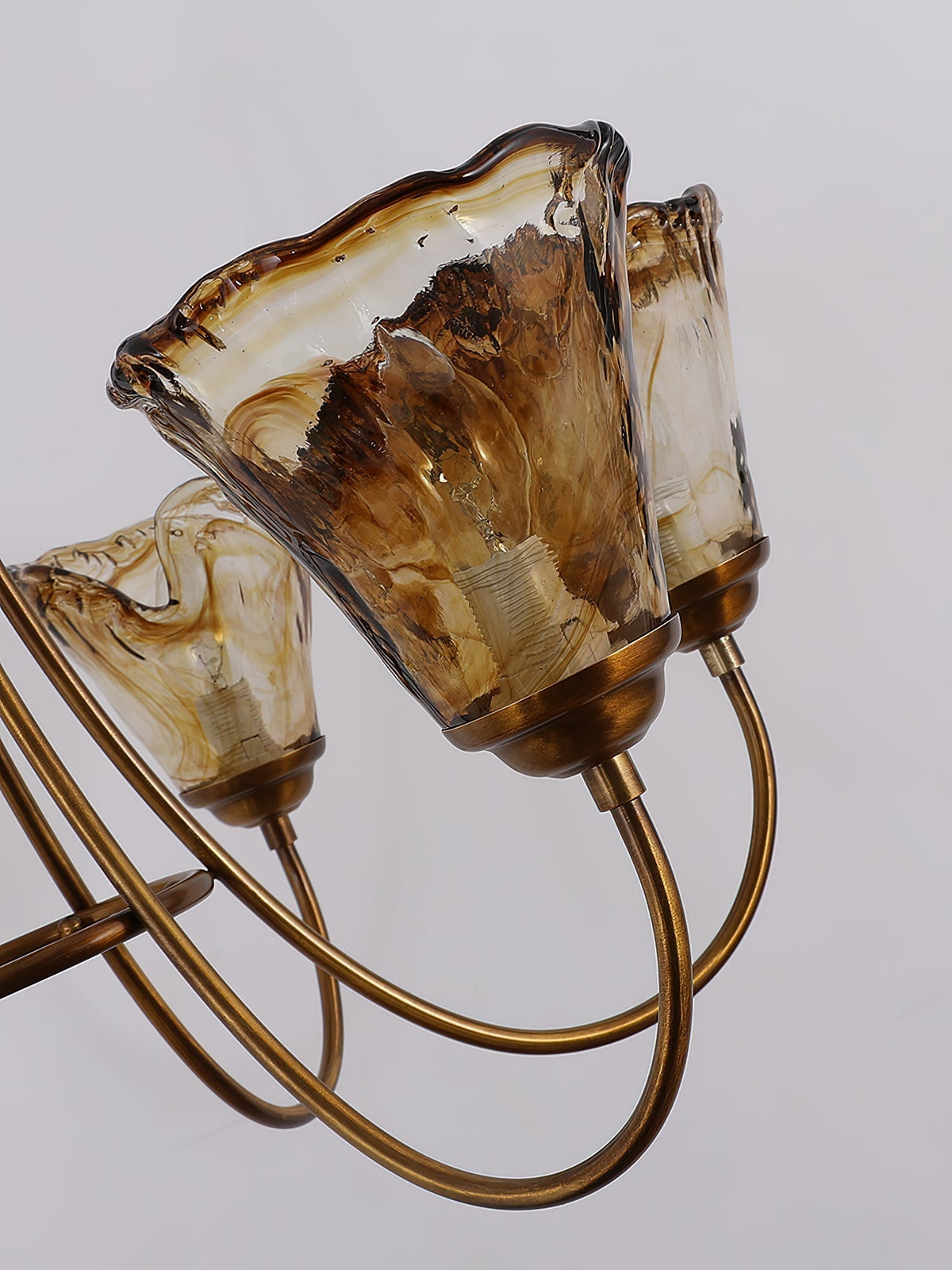 Kroonluchter Amber Glas met Messing Armatuur Eetkamer Woonkamer Hanglamp Verstelbaar E14 Fitting Sfeerlicht | Sulvida