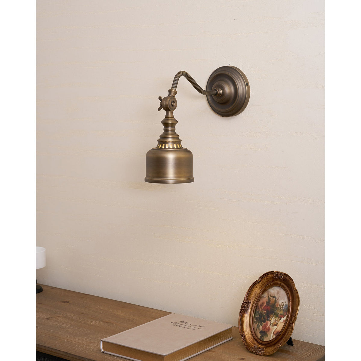 Wandlamp Zwanenhals Messing Leeslamp Verstelbaar met Vintage Patina voor Slaapkamer Nachtlamp Bedlamp Wand | Sulvida