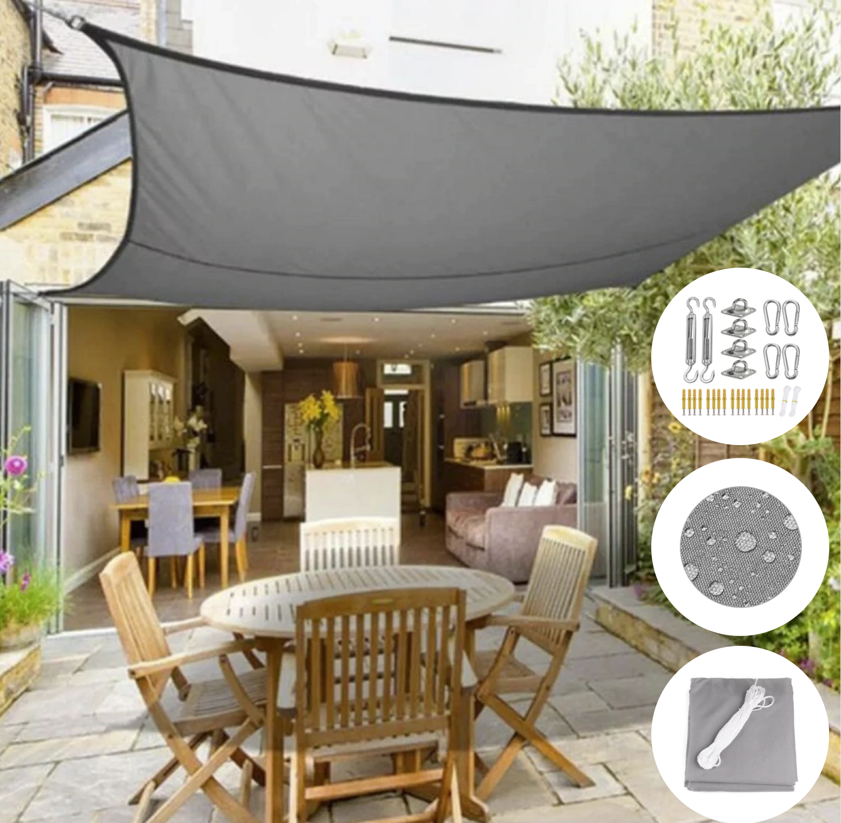 Schaduwdoek voor Tuin en Terras – Waterdicht Zonwering Zonnedoek voor Balkon en Buitenruimte – Driehoek, Vierkant of Rechthoek Vorm – UV-Beschermend Schaduwnet voor Buiten | Sulvida