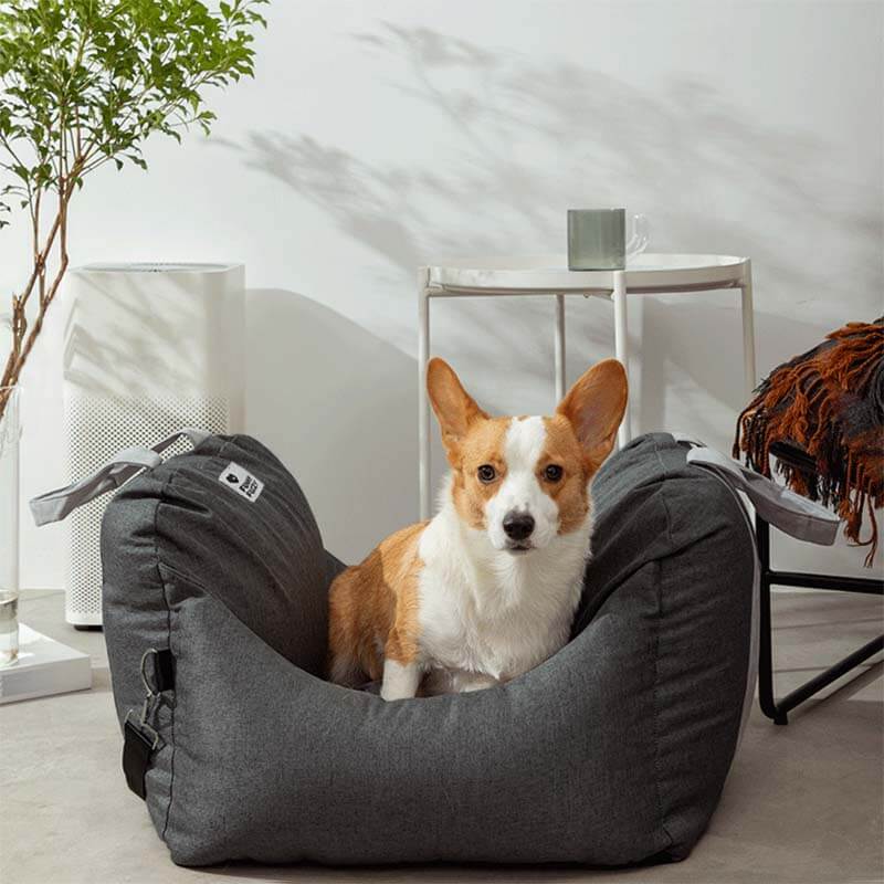 Autostoel voor Honden met Veiligheidsgordel Zacht Reiskussen Wasbare Hoes Comfort Thuis en Onderweg Bescherming | Sulvida