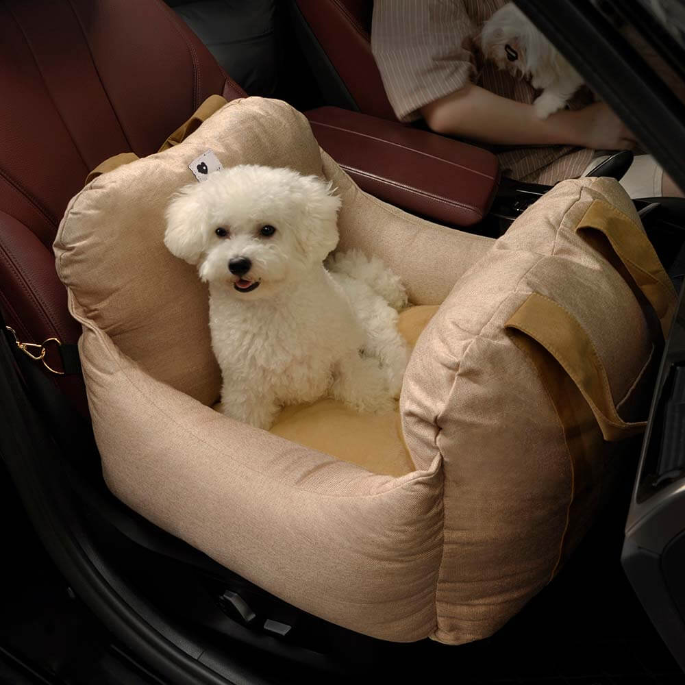 Autostoel voor Honden met Veiligheidsgordel Zacht Reiskussen Wasbare Hoes Comfort Thuis en Onderweg Bescherming | Sulvida