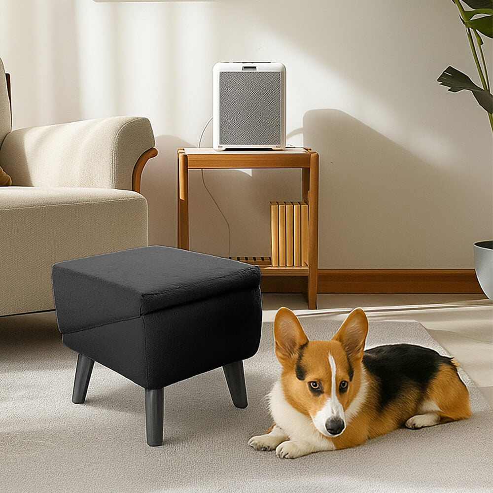 Houten Huisdierentrap met Anti-Slip Trapvlakken Crème Grijs Zwart voor Honden en Katten Bank Bed Meubels | Sulvida