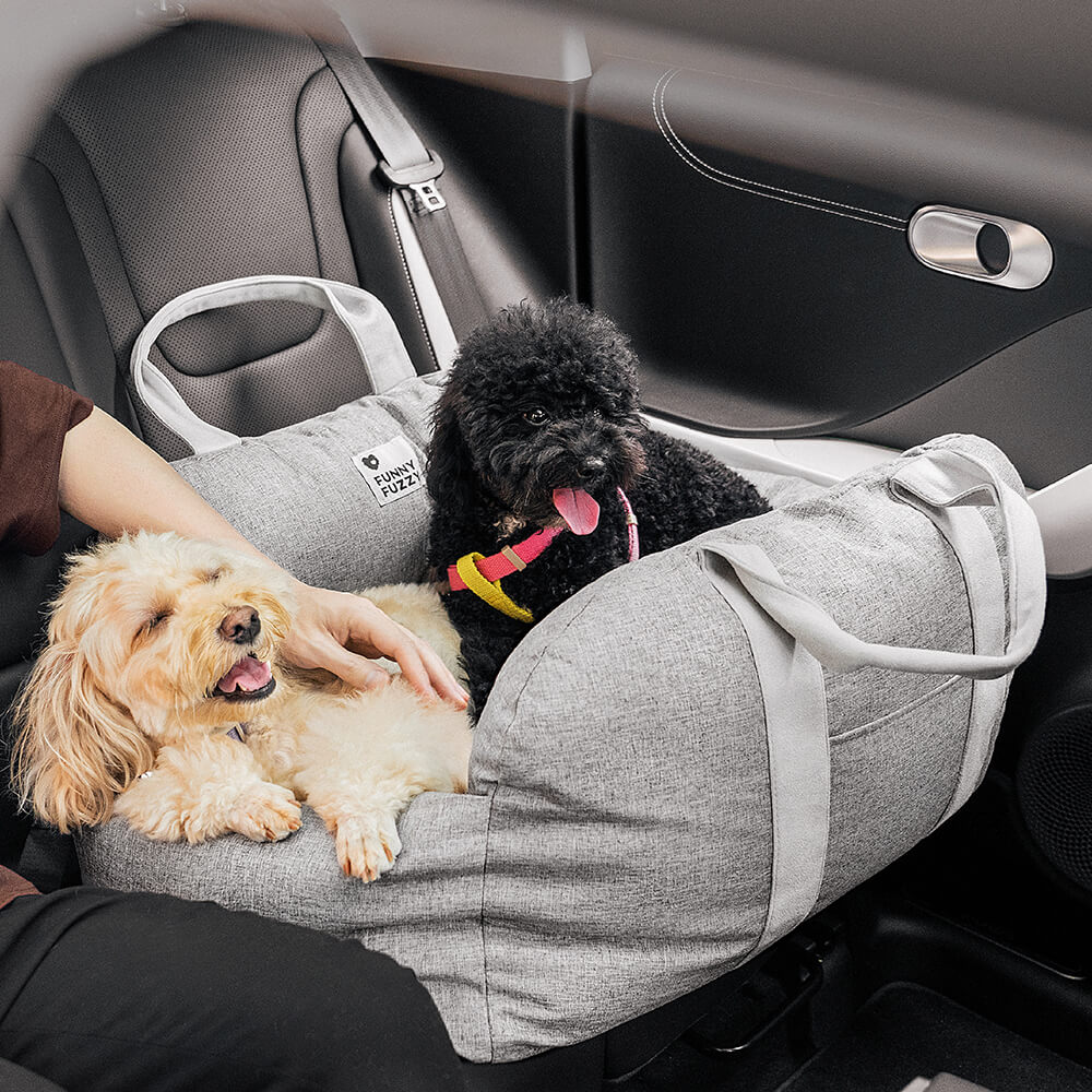 Autostoel voor Honden met Veiligheidsgordel Zacht Reiskussen Wasbare Hoes Comfort Thuis en Onderweg Bescherming | Sulvida
