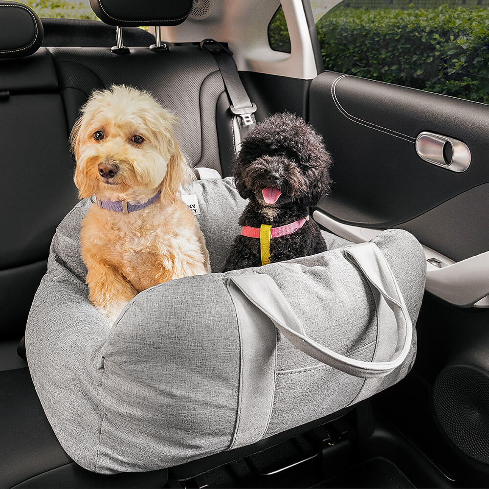 Autostoel voor Honden met Veiligheidsgordel Zacht Reiskussen Wasbare Hoes Comfort Thuis en Onderweg Bescherming | Sulvida
