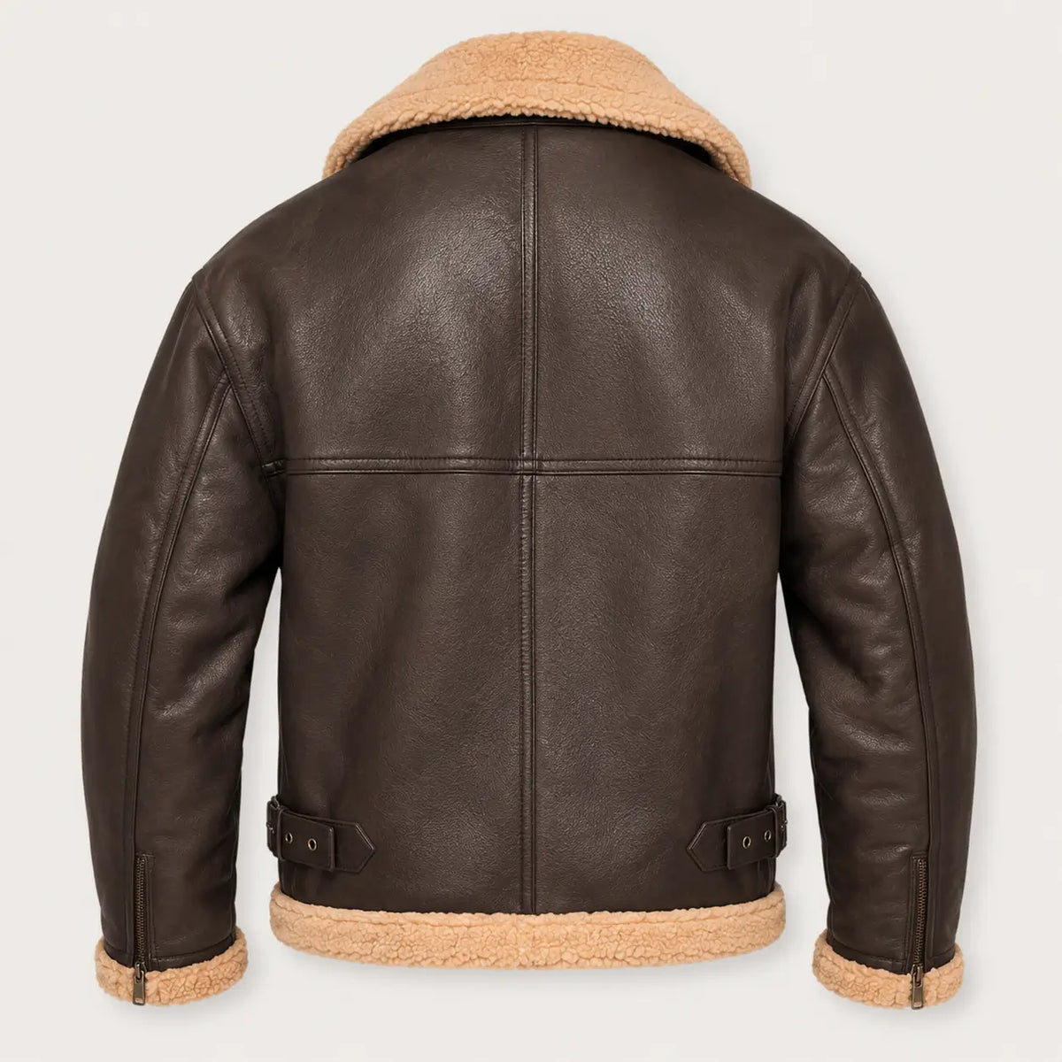 Gevoerde Herenwinterjas met Bontvoering Windbestendig Warm Leren Aviator Jas Heren Winter Pilotenjack | Sulvida