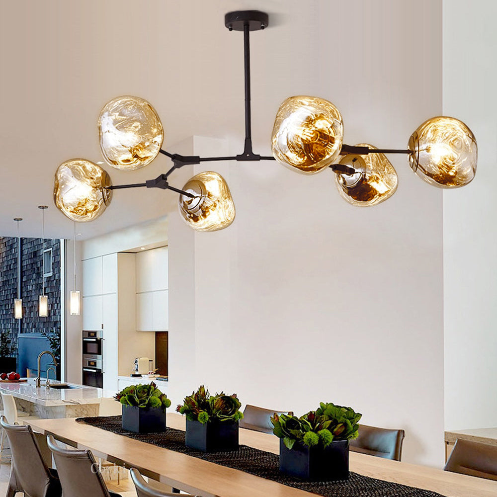 Glazen Bol Hanglamp Set 3 6 8 Lampen Goud Chroom Roségoud Eetkamer Woonkamer Modern Design E27 LED Sfeerverlichting | Sulvida