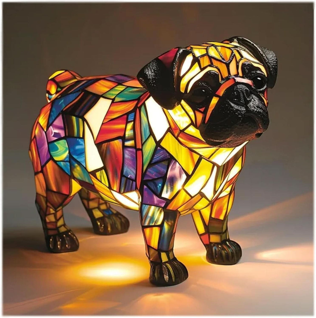 Decoratief LED Nachtlampje Hondenbeeldje 15 cm Hars USB Slaapkamer Kinderkamer Woonruimte Verlichting | Sulvida